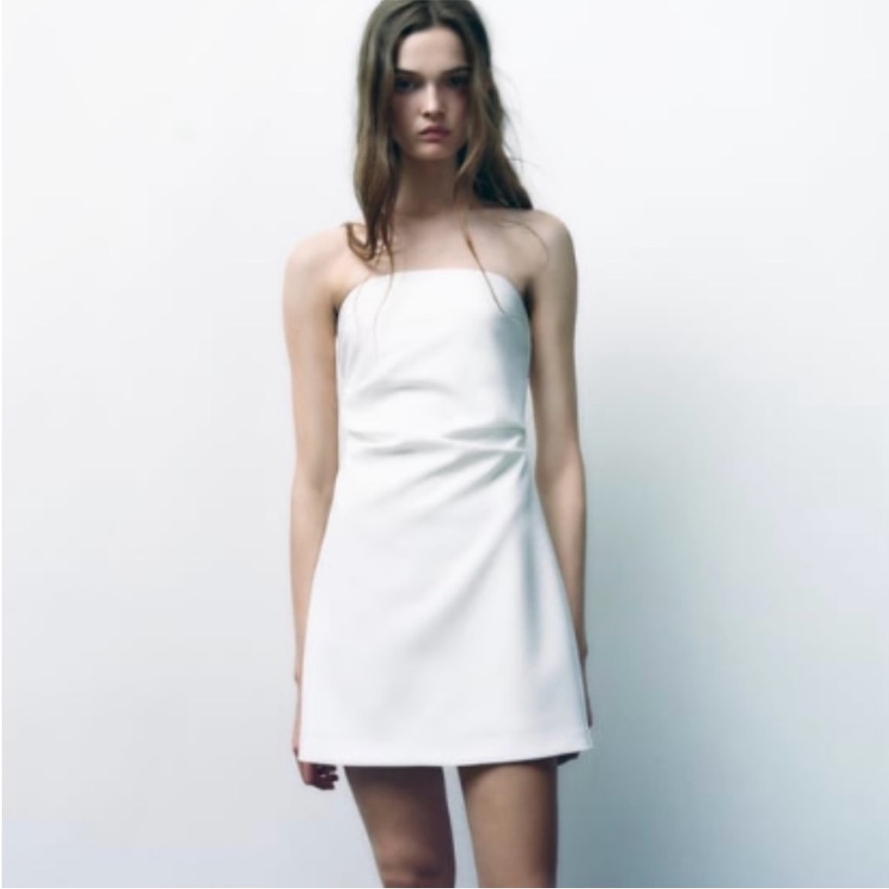 Zara Strapless White Mini Dress